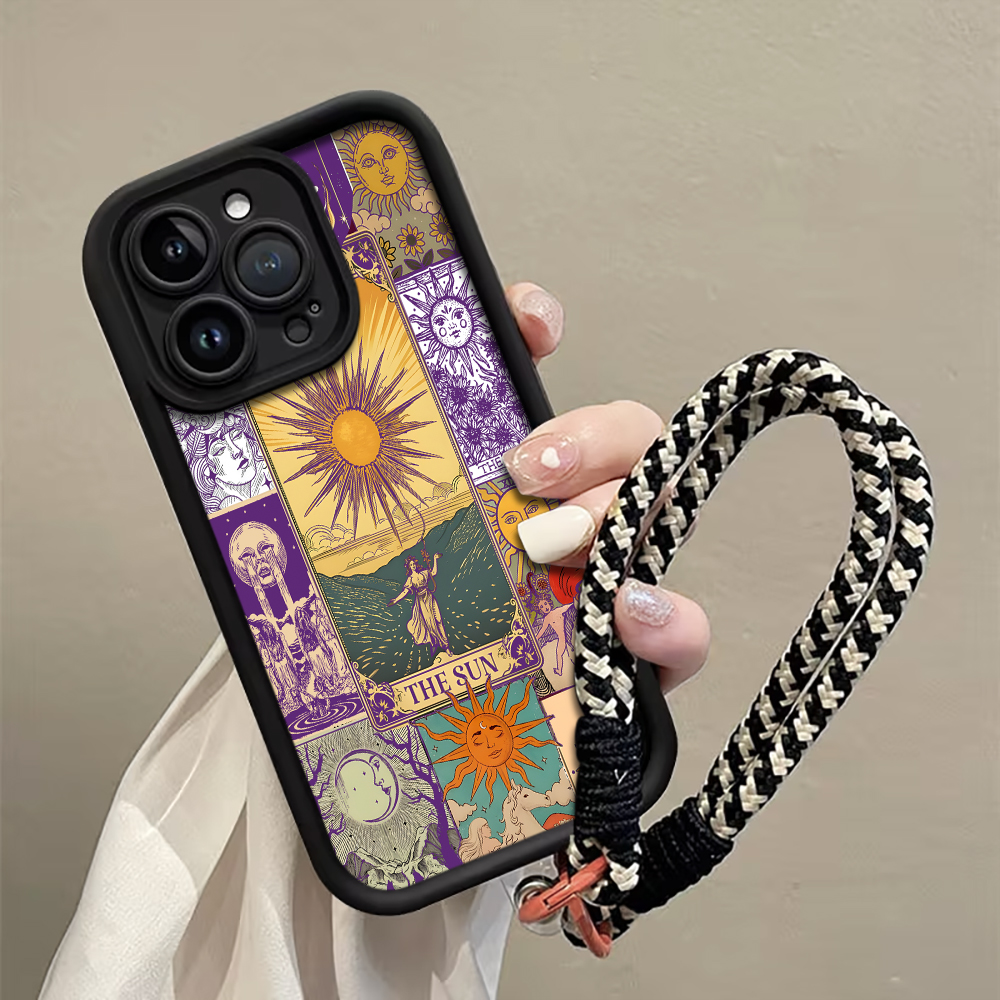 Phone Cases Vintage - Vintage Sun Tarot Cards Strap Rope