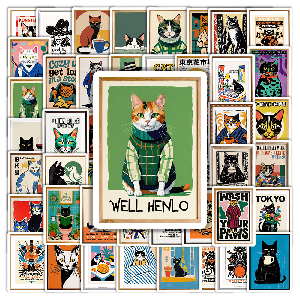 Cute Cat Poster Stickers Water – обзор и цена Phone Cases Junk