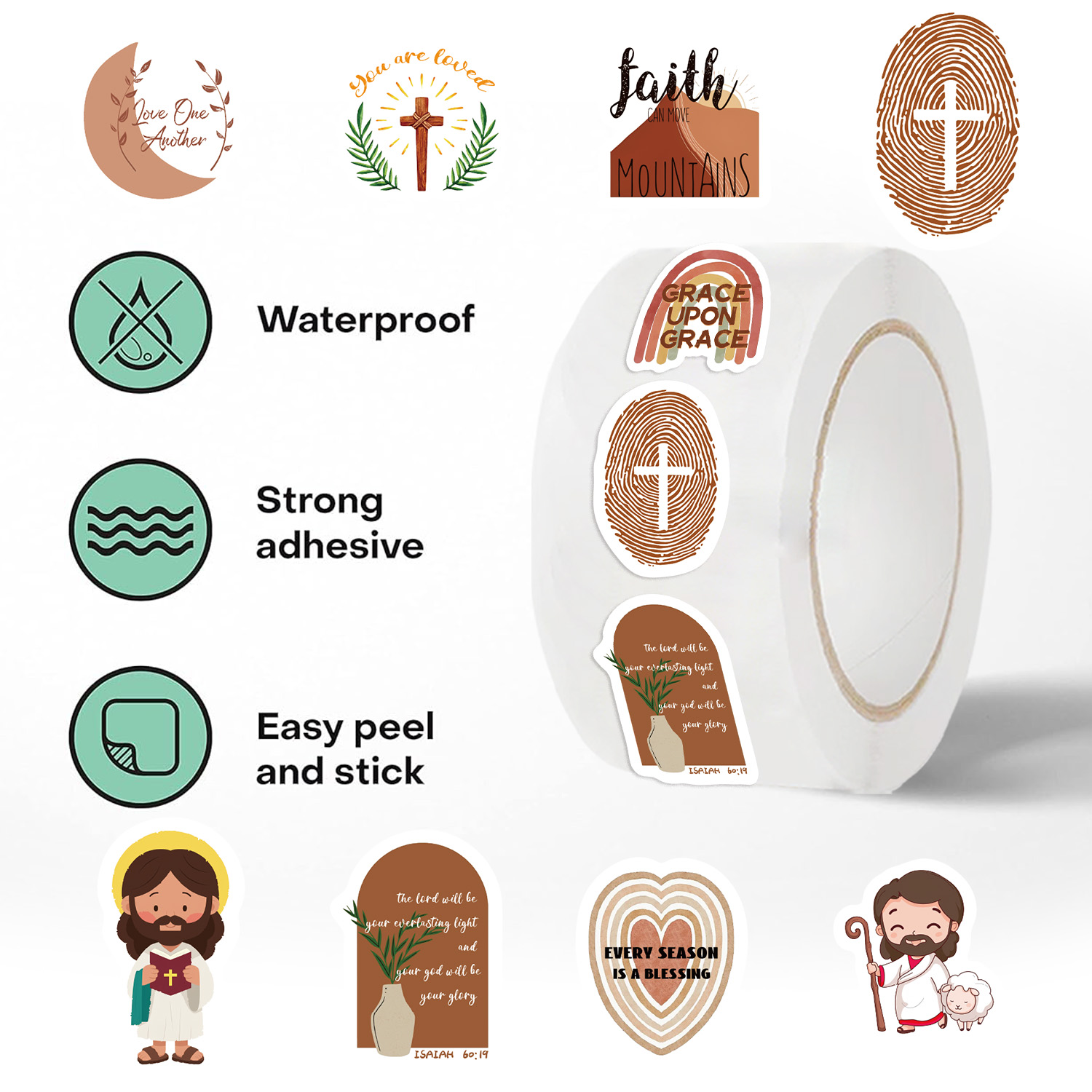 500pcs/roll Jesus Stickers Exq – обзор и цена Phone Cases Jesus
