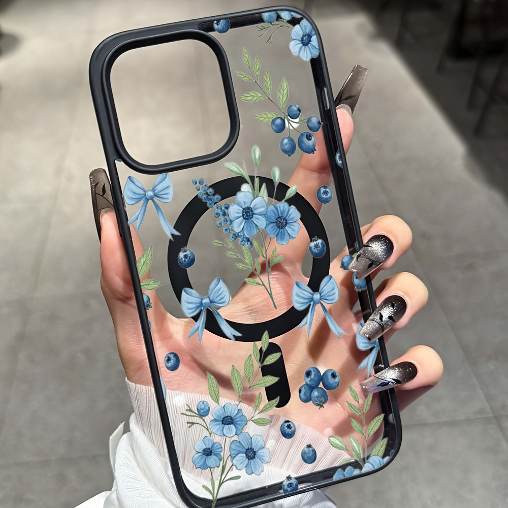 Blueberry Floral Clear Case  F – обзор и цена Phone Cases With Magsafe