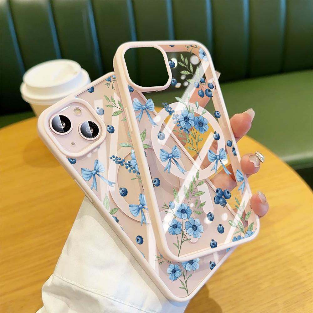 Blueberry Floral Clear Case  F – обзор и цена Phone Cases With Magsafe