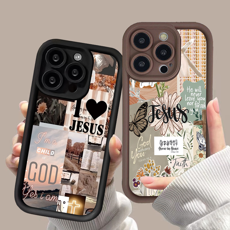 Jesus Collage Pattern Thick Sh – обзор и цена Phone Cases Jesus